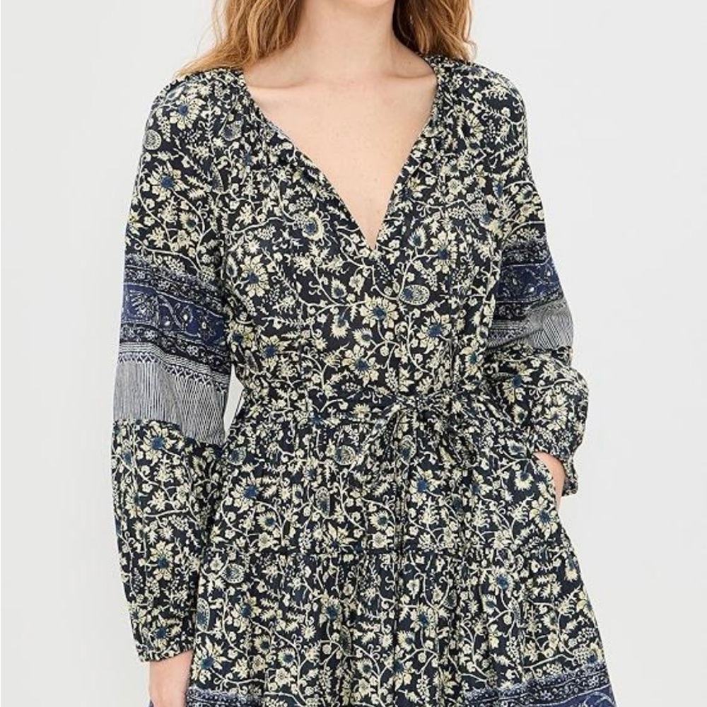 Ulla Johnson Navy and Cream Floral Dress